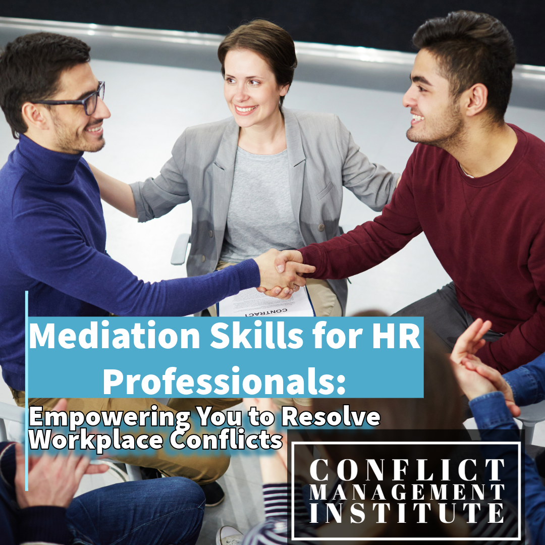 A group relishes in happiness as their conflict has been resolved. Mediation skills for HR professionals course.