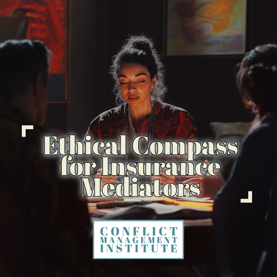 A confident mediator, bathed in light, guides a diverse group using ethics for insurance mediators.

